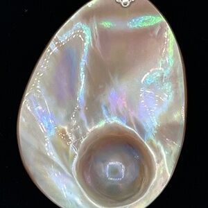 Vintage Blister Pearl Sterling  Silver Pendant Necklace